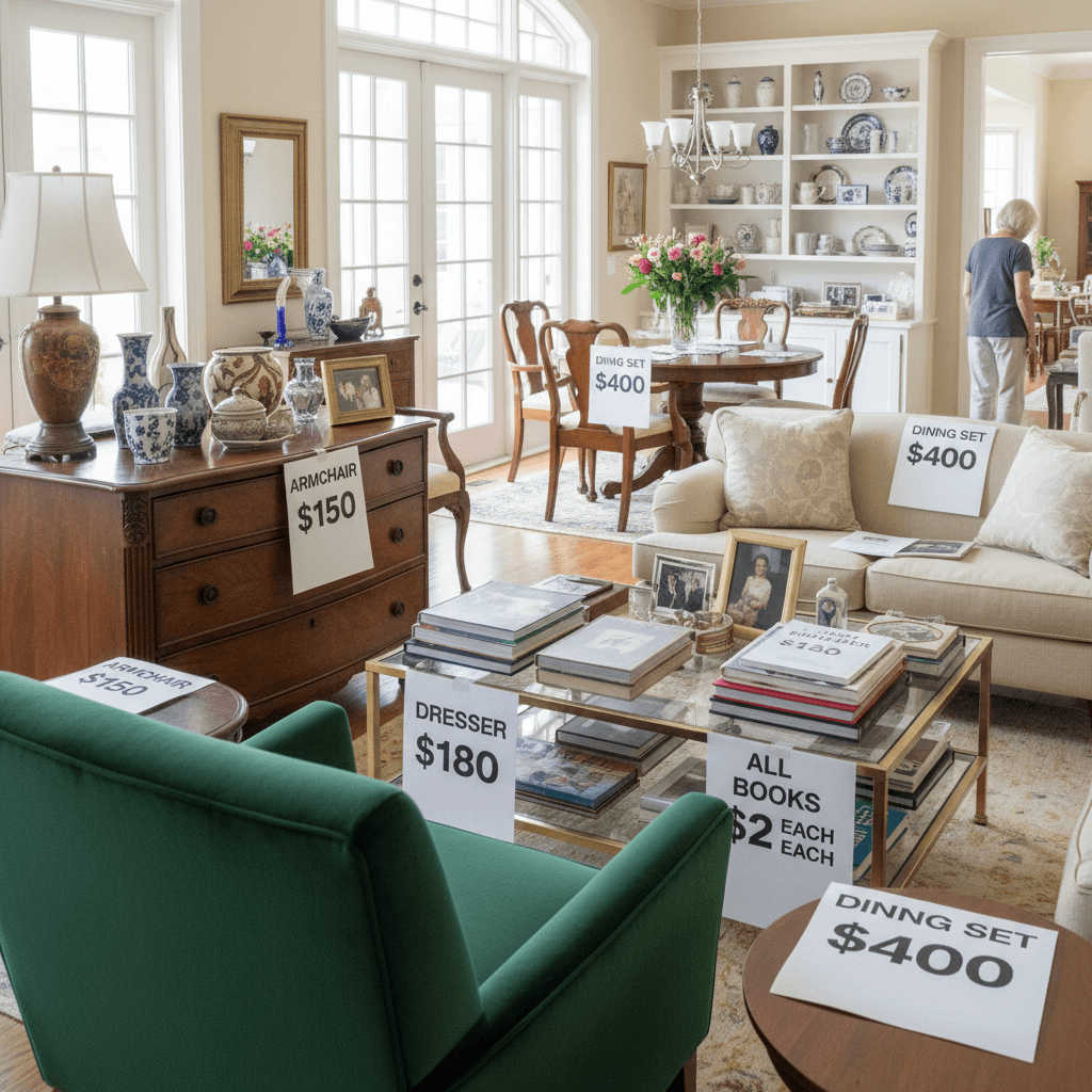 Professional estate sale setup and organization
