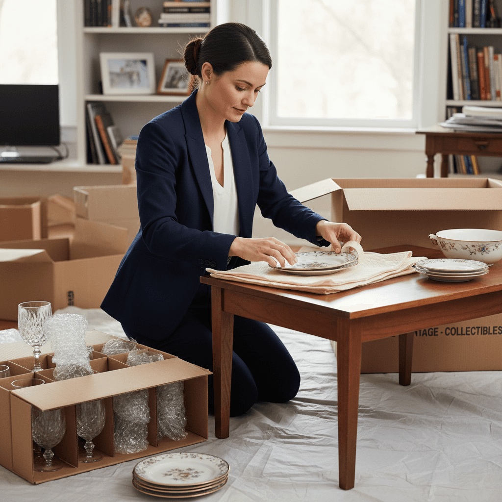 Careful handling and packing of estate items